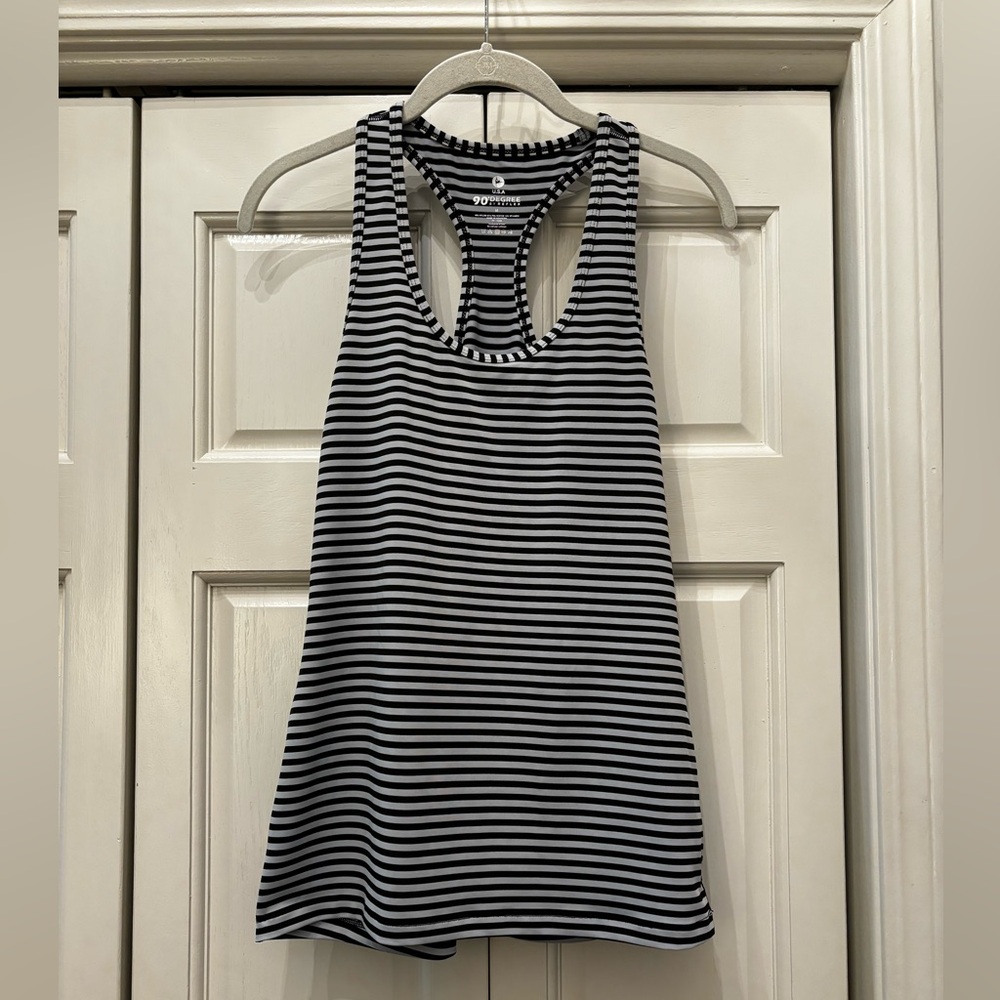 90 Degree by Reflex, black & light gray striped tank, M